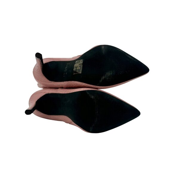 Guess Pink Vegan Croc Pointed Toe Knee High Stiletto Boots | Sexy Baddie Barbie - Picture 6 of 16